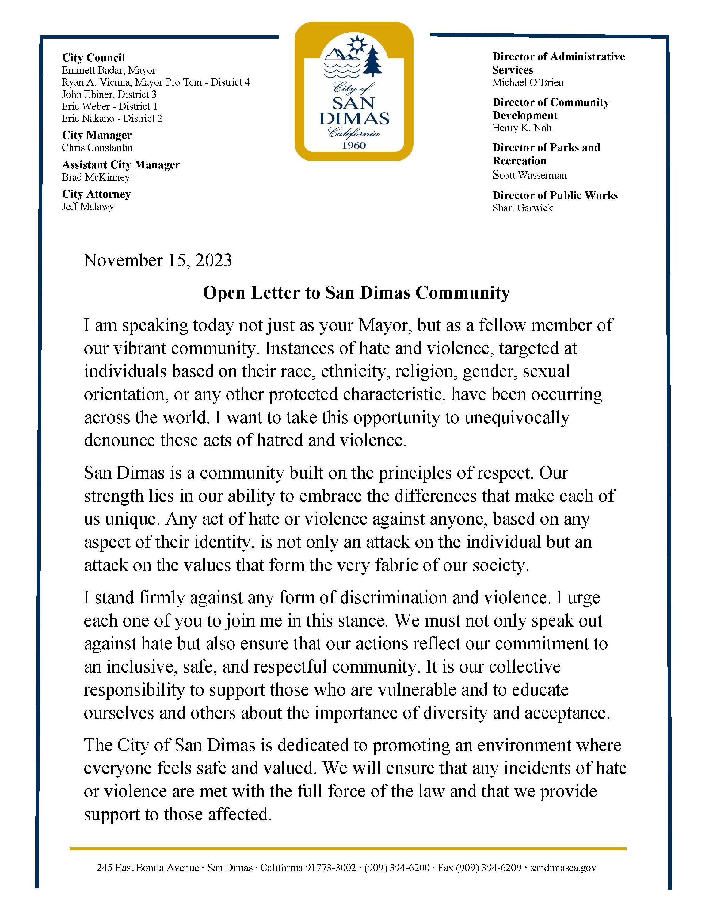 Open Letter to San Dimas Community from Mayor Badar - 11.15.23_Page_1